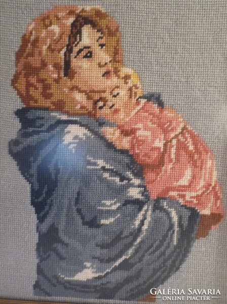 Picture - needle tapestry - 47 x 38 cm embroidery !!! + Frame 5 x 3.5 cm - glazed - beautiful work - Austrian