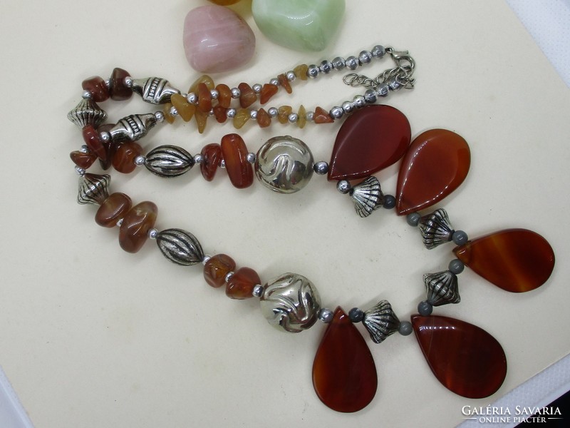 Beautiful old carnelian necklace with silver spheres