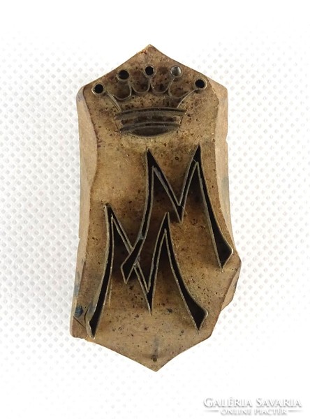 1C347 Antik koronás M.M. monogramos kékfestő nyomó