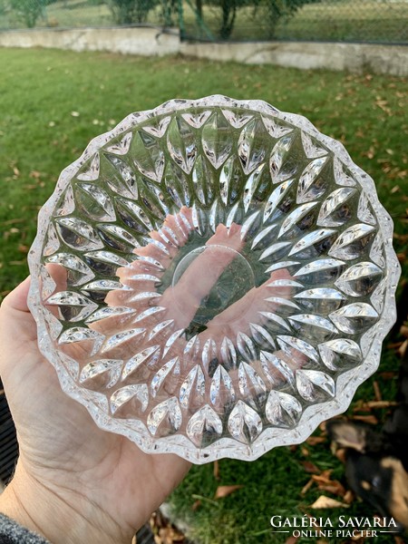 Vintage cast glass bowl, beautiful glass dish, centerpiece, serving - cast glass decorative bowl