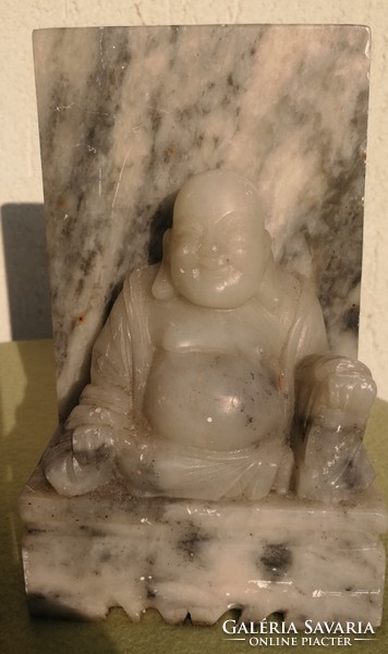 Keleti, Kína stb faragott márvány szobrok, Buddha szerencse könyvtartó gyönyörű! 