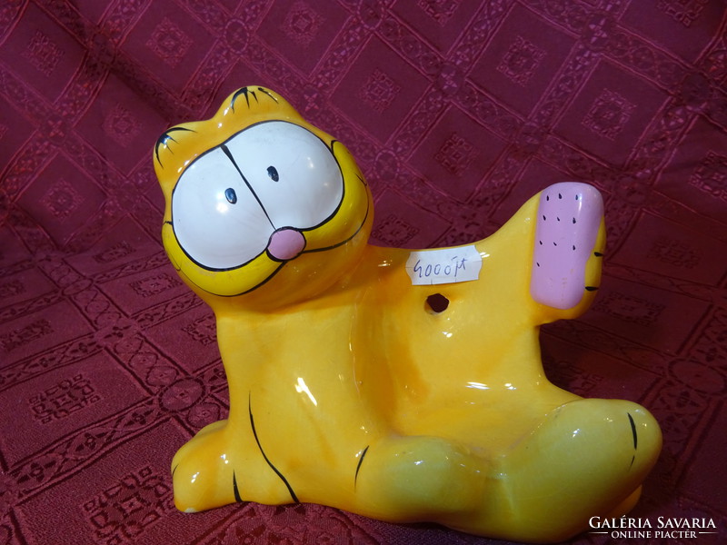 Német porcelán figura, Garfield macska - telefontartó - hossza 15 cm. Vanneki!