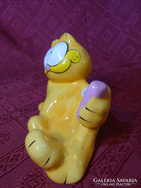 German porcelain figure, Garfield cat - phone holder - length 15 cm. He has!