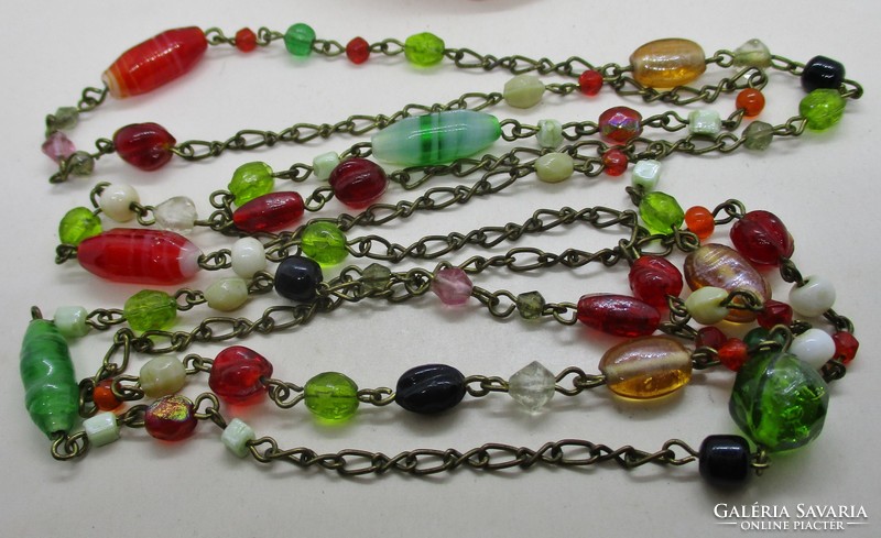 Beautiful long antique glass necklace 129cm
