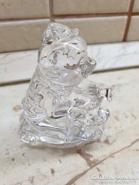 Lead crystal trumpet teddy bear, small statue for sale!