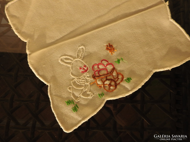 Pair of Easter bunny embroidered tablecloths