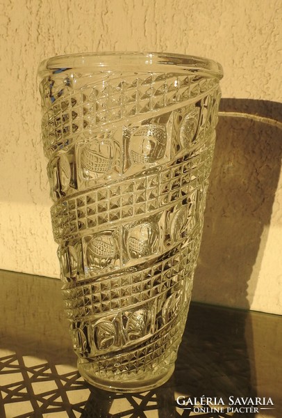 Heavy large old cast glass vase