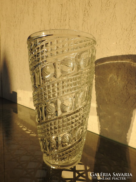 Heavy large old cast glass vase