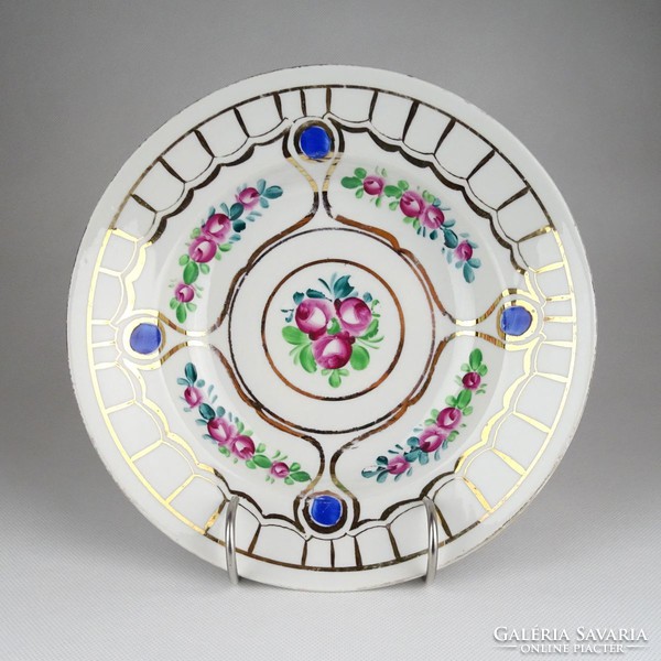 1C568 Antik aranyozott porcelán tányér falitányér 23 cm 1800-as évek végéről