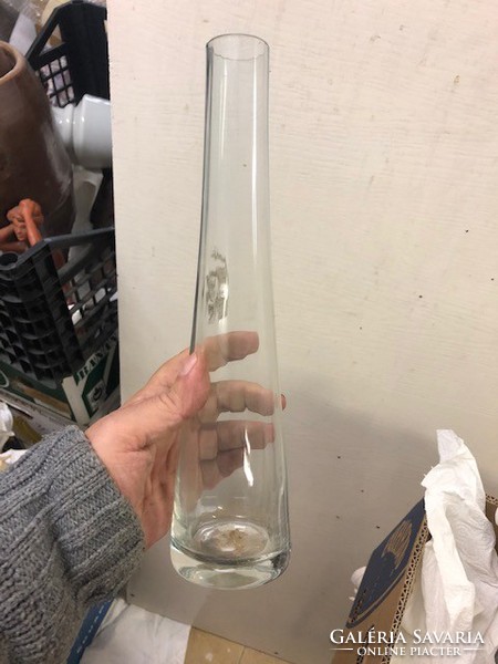 ​Régi, hibátlan üveg váza, 30 cm magasságú, gyűjtőknek.