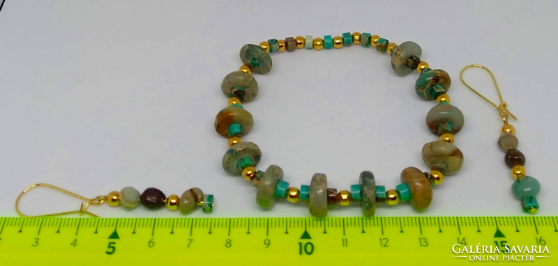 Rustic snakeskin jasper set, bracelet and earrings