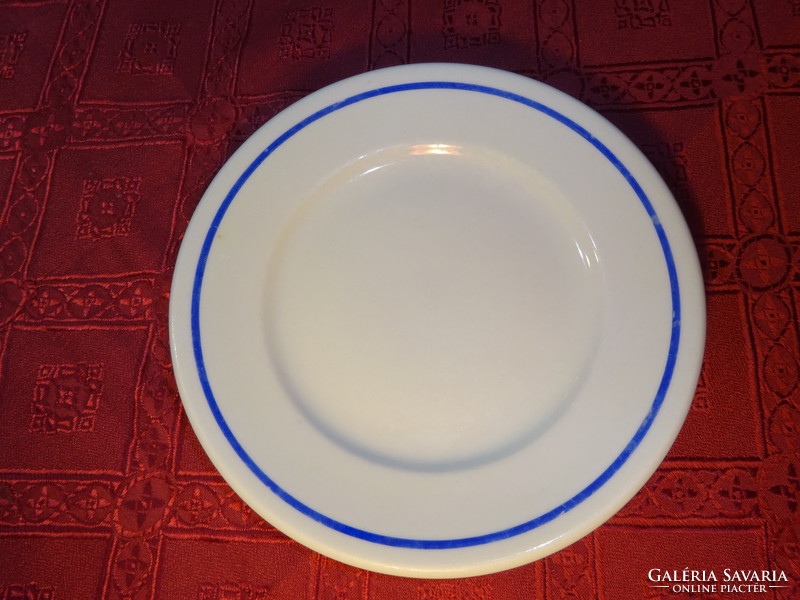 Zsolnay porcelán, antik, pajzspecsétes süteményes tányér, kék csíkkal. Vanneki!