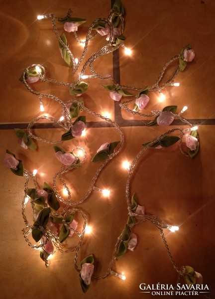 30 selyem világos rózsaszín virágos füzér karácsonyi dekoráció, ajánljon!