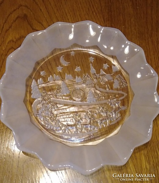 Christmas and Santa Claus are almost here! Waltherglas, German glass plate, serving bowl, decorative plate, centerpiece