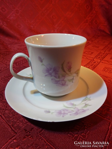 Great Plain porcelain tea set for five people. Pale purple floral. He has!