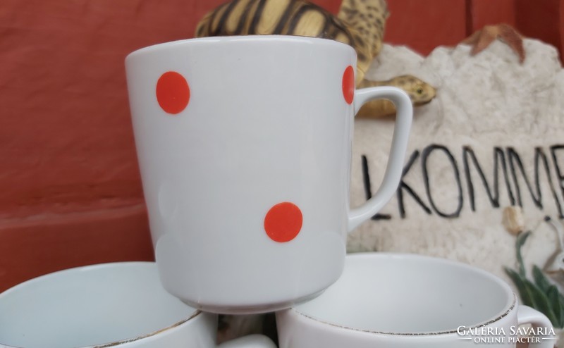 4 German red polka dot mugs, mugs, nostalgia