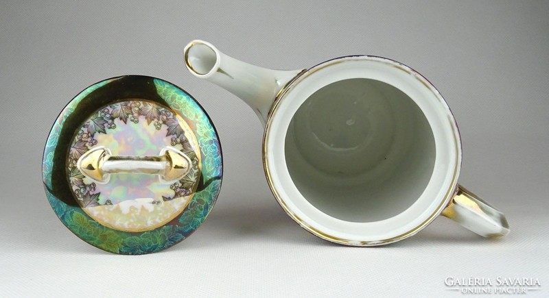 1C581 Régi irizáló aranyozott osztrák porcelán kávéskanna kávé kiöntő 17 cm