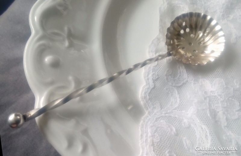 Old silver plated copper tea strainer