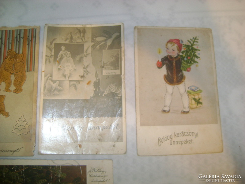 Régi karácsonyi képeslap - öt darab