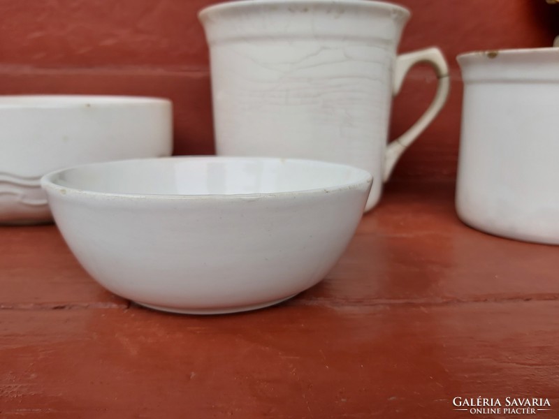 White granite package of 3, bowls, mugs, nostalgia piece, rustic decoration, sold together