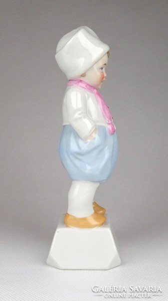 1C612 Régi orasz kék bugyogós porcelán baba figura 16 cm