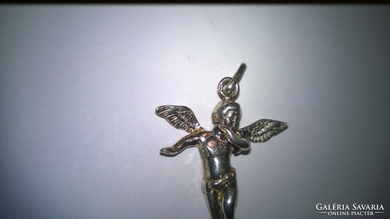 Puffy silver angel-putto pendant pendant 925, Hungarian. Metal sign