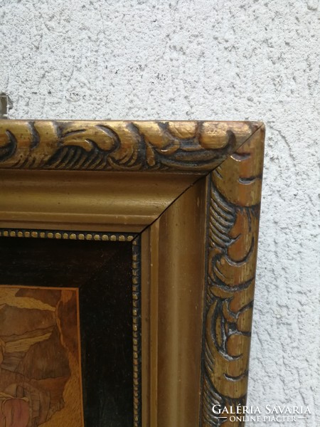 Intarzia kép Mutatós gyönyörű fakeretben, nagyon szép dekoratív gyüjteménybe is. 