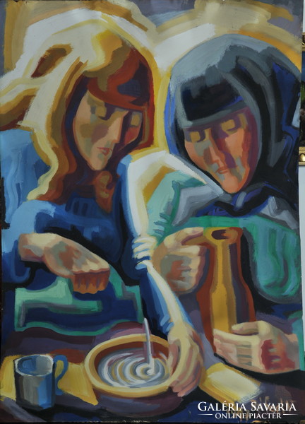 Victor Victor Rafael (1900-1981): women pouring milk