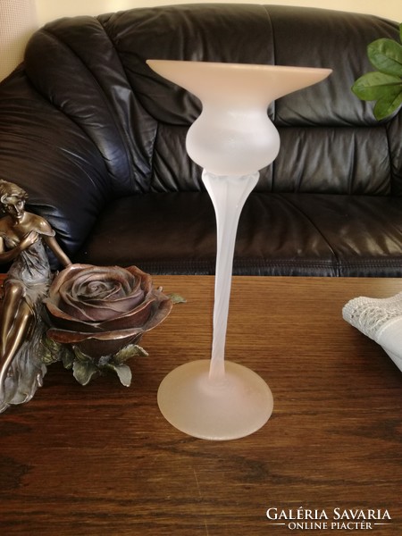 Opal glass candle holder, candle holder 23 cm