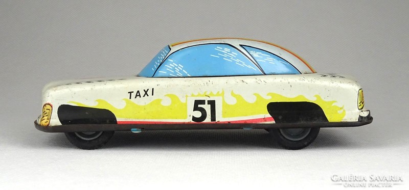 1C130 Antik lemezárugyári fehér taxi Meteor lendület autó 16 cm