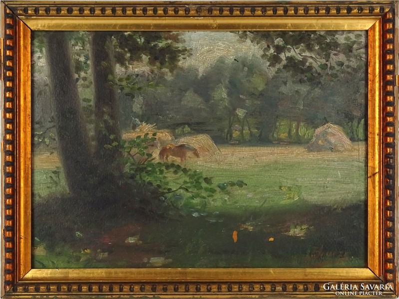 1C717 Magyar festő XX. század : Erdei tisztás lóval
