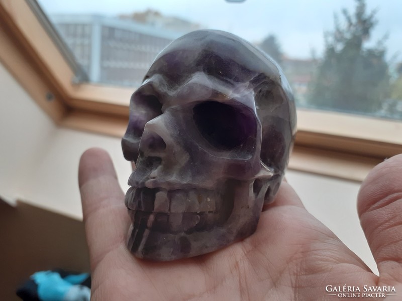 Year-end sale! Special original chevron amethyst carved skull! Brazilian