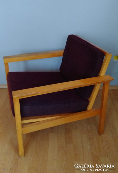 Scandinavian design, retro, mid-century eggplant purple armchair, chair