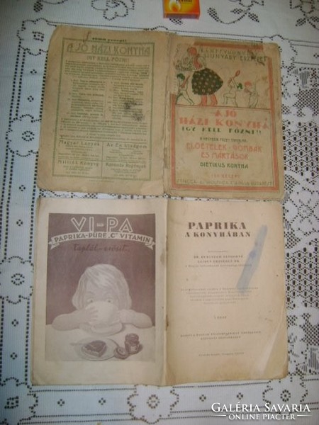 Old cookbook, booklet - hunyady e.: The good home kitchen, dr. Herczegh: paprika in the kitchen - two dar