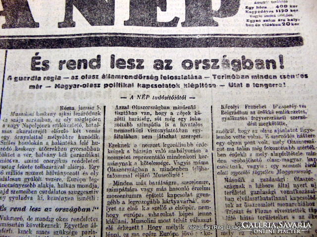 1923 január 13  /  A NÉP  /  Régi ÚJSÁGOK KÉPREGÉNYEK MAGAZINOK Ssz.:  15926