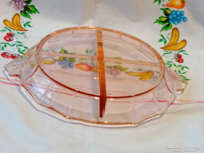 Beautiful salmon split glass serving bowl