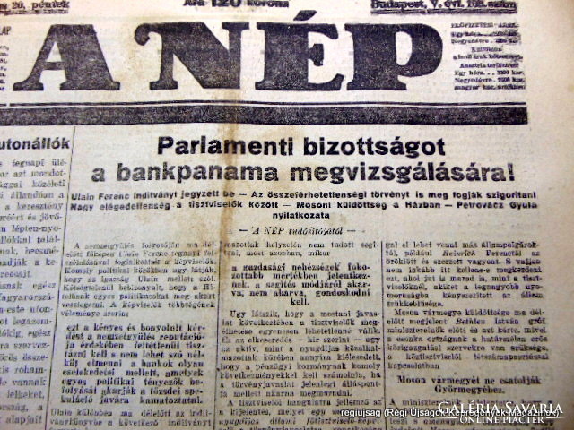 1923 július 20  /  A NÉP  /  Régi ÚJSÁGOK KÉPREGÉNYEK MAGAZINOK Ssz.:  15925