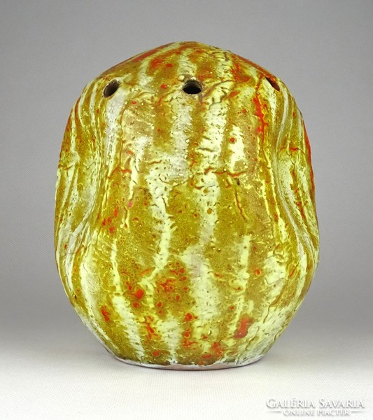 1C740 Retro narancs mázas ikebana kerámia váza 16.5 cm