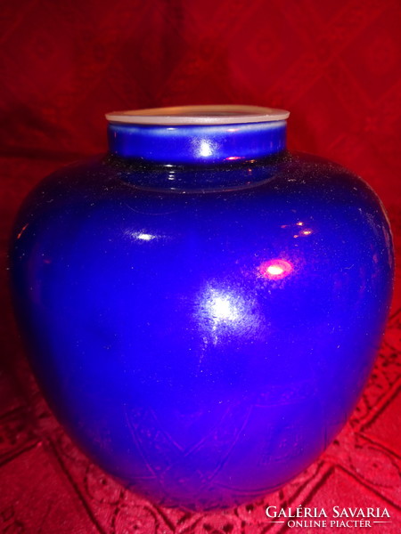 Japán porcelán tea tartó edény, magassága 11 cm. Kobalt kék alapon fácán mintával. Vanneki!