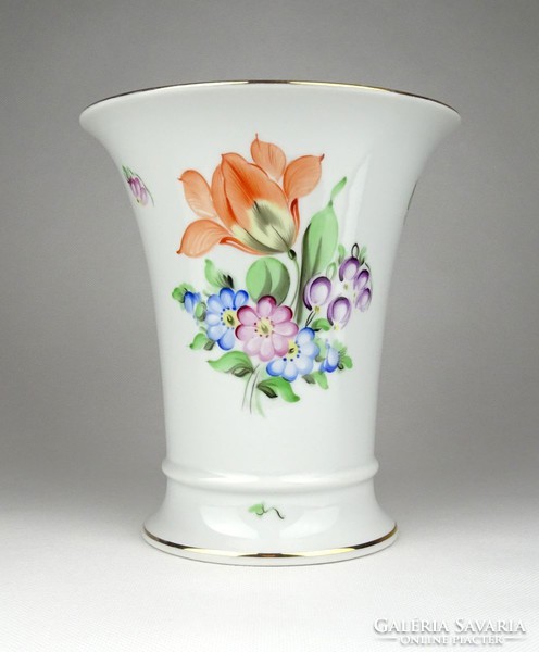 1C746 Régi hibátlan tulipán mintás Herendi porcelán váza 17 cm