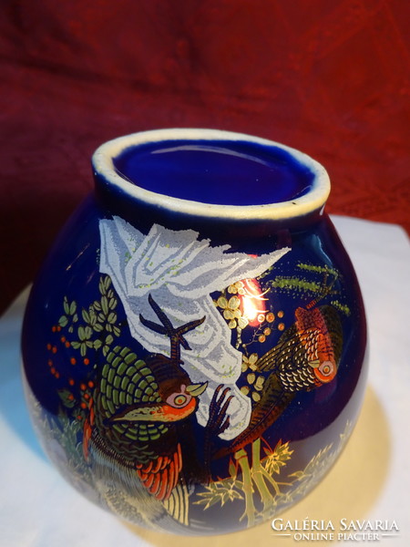 Japán porcelán, kobalt kék alapon mintás tea tartó, magassága 9,5 cm. Vanneki!