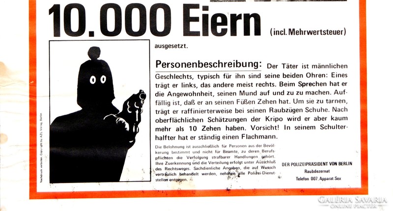 Bankrabló kerestetik! - humoros, névre szóló német nyelvű körözési plakát