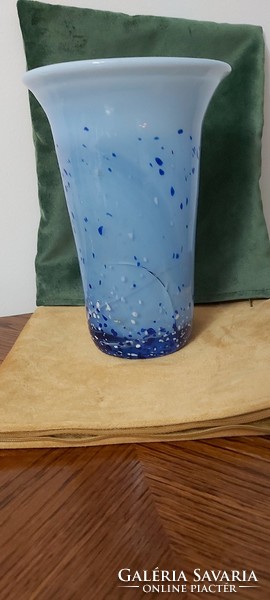 Gyönyörű ritka Szabó Erzsébet kézi gyártású finom üveg váza