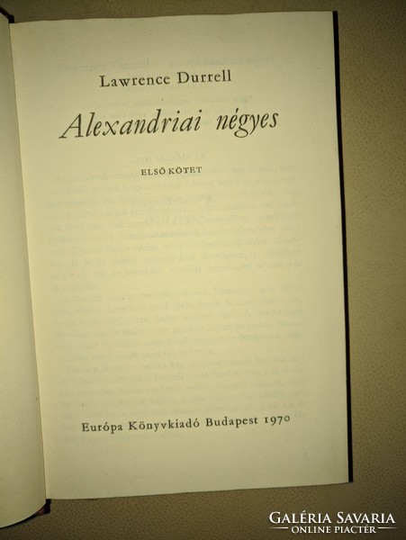 Lawrence Durrell: Alexandriai négyes I. kötet  1970