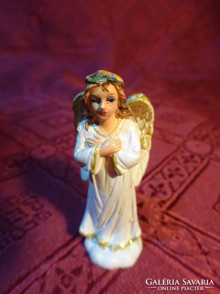Gipsz figura, aranyozott szárnyú angyalka, magassága 6 cm. Vanneki!