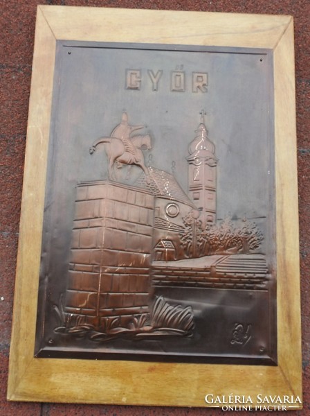 Győr - hand-hammered bronze electroplating mural