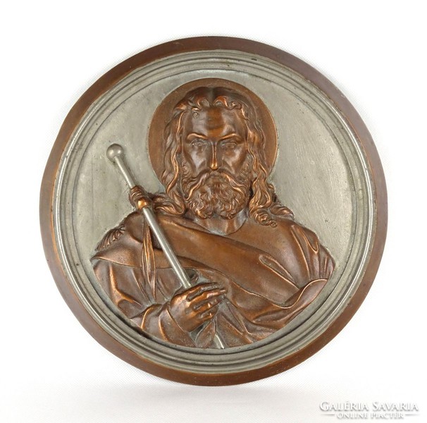 1C822 Antik Szent Jakab apostol öntöttvas faliplakett 27 cm