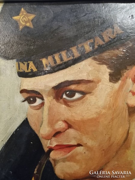 Katonai tengerész portré Olajfestmény