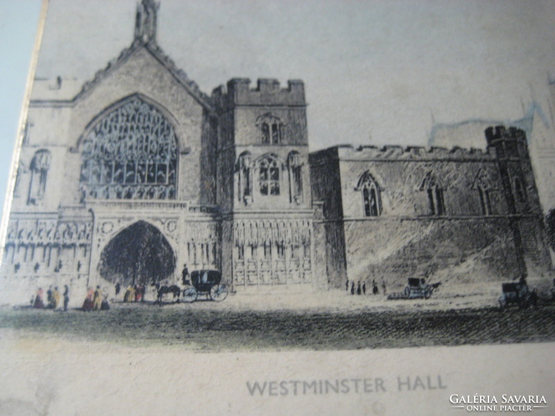 Westminster hall, mini picture, 11 x 9 cm, antique