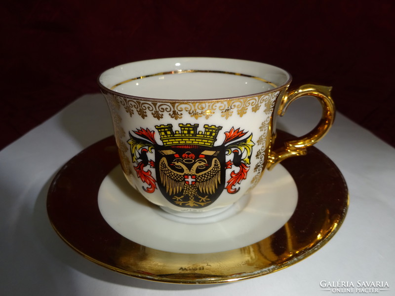 Bavarian German porcelain coffee cup + placemat with Viennese coat of arms. He has!